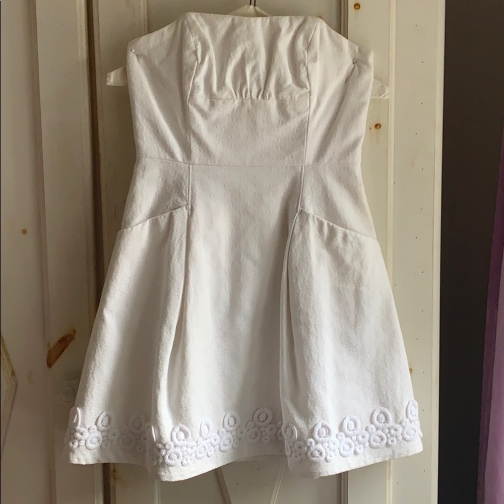 Lilly Pulitzer White Peplum Strapless Dress
